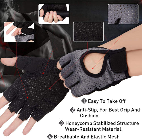 2 Pairs Workout Gloves Adjustable Weight Lifting Gym Exercise Training Breathable Workout Gloves with Full Palm Protection for Men and Women Fitness, Biking, Pull Up