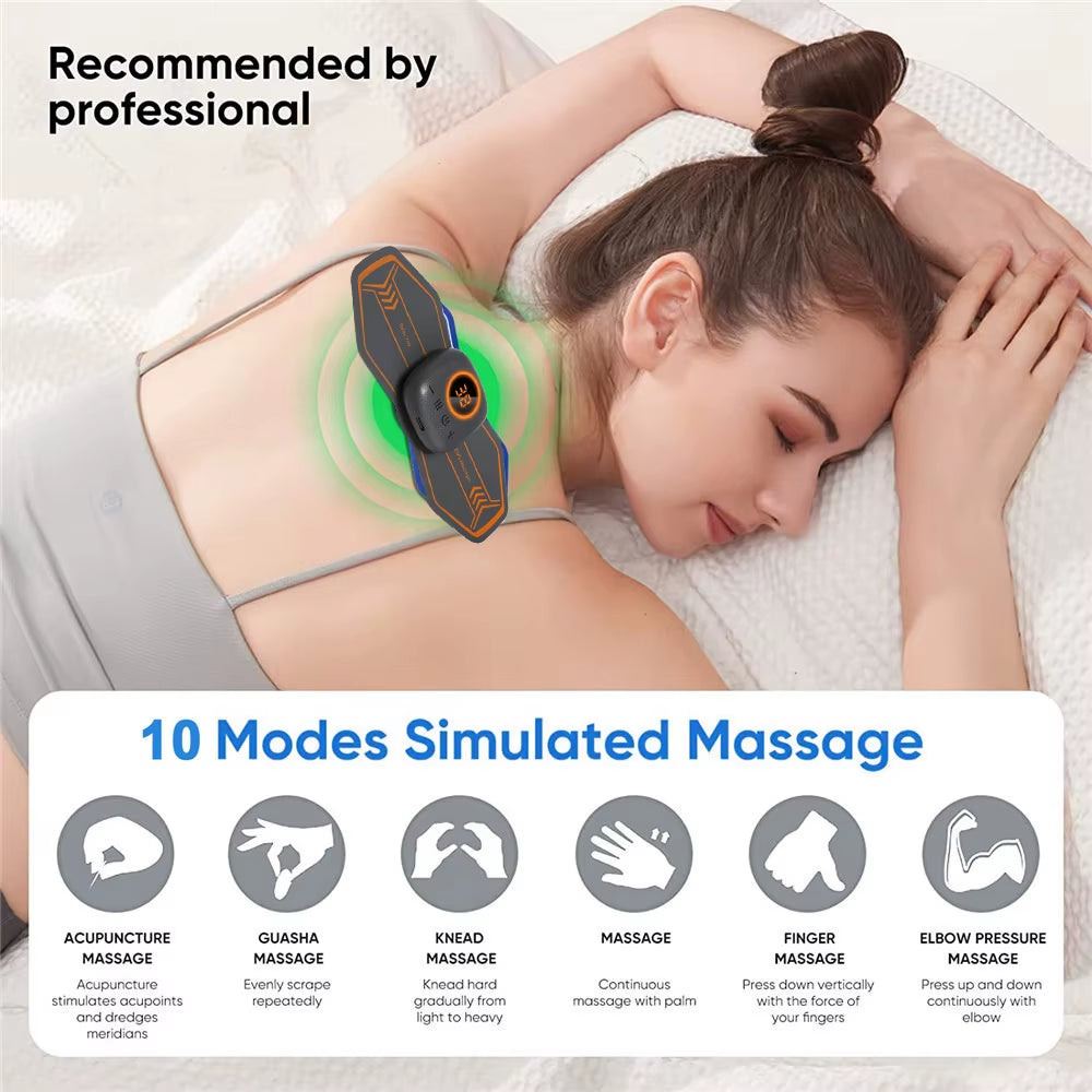 Smart Wireless TENS & EMS Neck Massager with 3 Level Heat, Portable EMS Muscle Stimulator Cervical Vertebra Back Body Massage