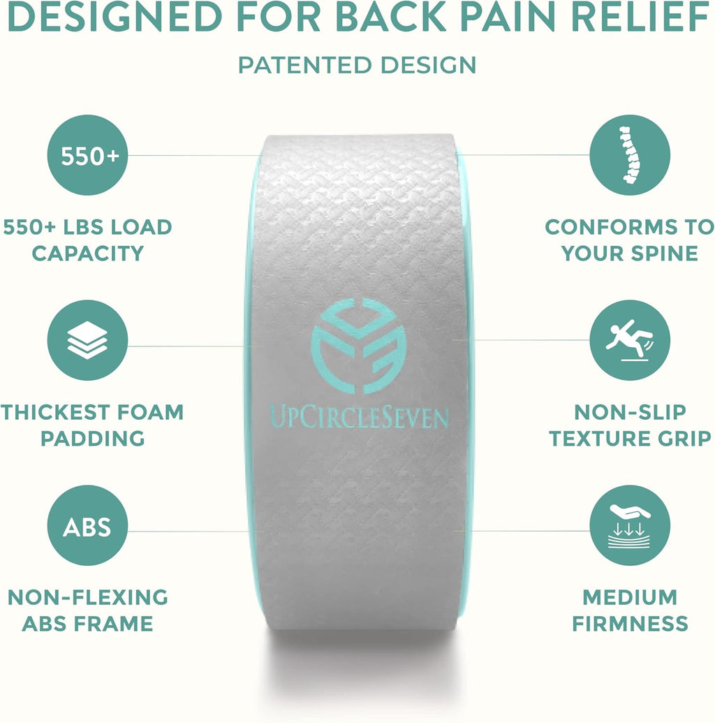 Back Roller & Yoga Wheel - Relieve Lower & Upper Back Pain & Stiffness - Therapeutically Stretch, Mobilize & Decompress Your Spine - Increase Mobility, Flexibility & Alignment
